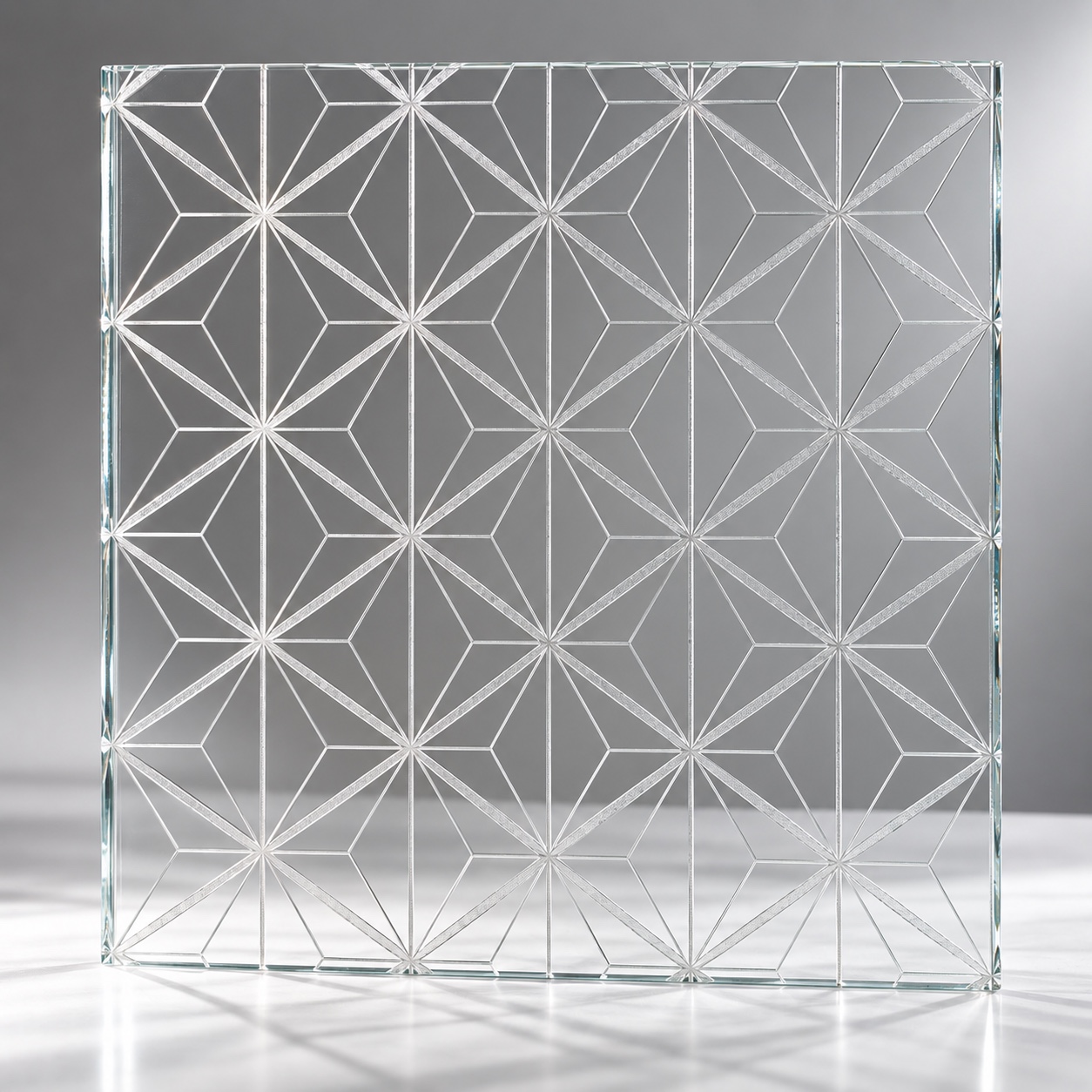 Original full photograph of clear glass sample with Astra pattern
