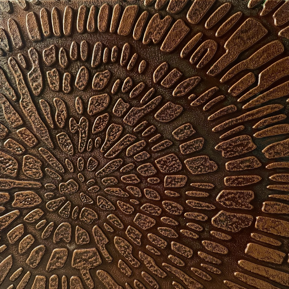 Ancient Spiral: close-up of the dimensional surface pattern