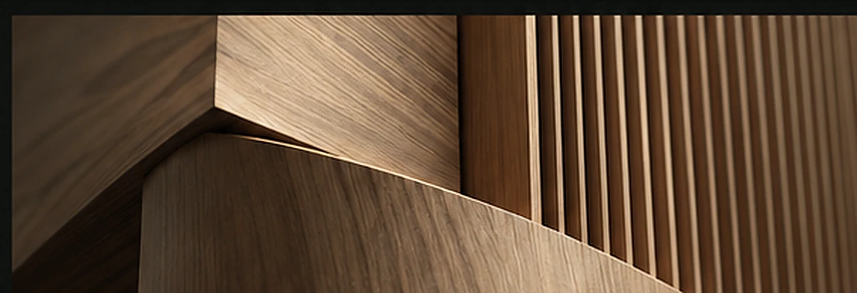 Illustrative macro photograph of layered engineered wood. Not a Marde product photograph.
