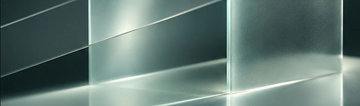 Illustrative close-up of transparent and frosted glass. Not a Marde product photograph.